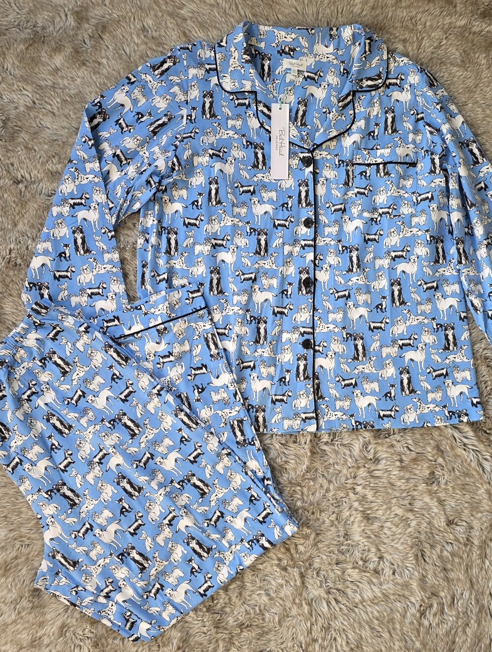 BedHead Light Blue Dog Print Pajama Set Women's Size XL